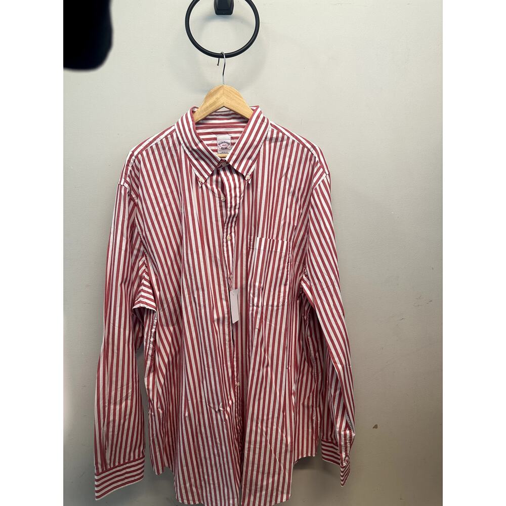NWT Brooks Brothers Red Stripe The Original Polo Shirt Sz 17 1/2-36